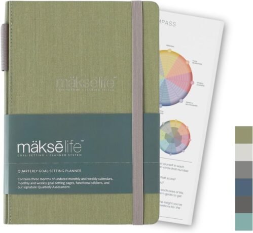 Quarterly Undated Goal-Setting + Weekly Planner, Makselife (Green)