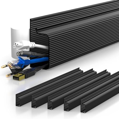 YECAYE 6X15.7in Cable Management, Cord Organizer,Easy Install Self-Adhesive Cord Hider, Cable Organizer, Cable Hider for Home & Office,Child & Pet Proof, Black