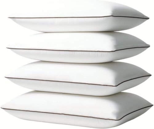 Luxury Comfort Bed Pillows – Hypoallergenic Polyester Microfiber Material – Premium Sleep Support for Side, Back, and Stomach Sleepers – Set of 4, Queen Size 18 x 28 inches, 45 cm x 70 cm