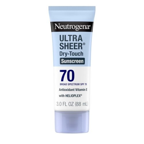 Neutrogena Ultra Sheer Dry-Touch Water Resistant and Non-Greasy Sunscreen Lotion with Broad Spectrum SPF 70, 3 Fl Oz (Pack of 1)