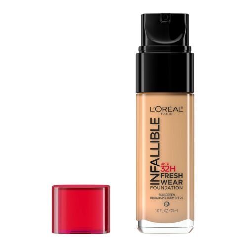 L’Oreal Paris Makeup Infallible Up to 32 Hour Fresh Wear Lightweight Foundation, 455 Natural Buff, 1 Fl Oz, Packaging May Vary