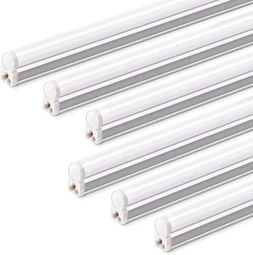 Barrina T5 4FT LED Shop Light, 2200lm,5000K Daylight White, 20W Utility Light Fixture, Ceiling and Under Cabinet Lights for Workshop Garage, Corded Electric with ON/Off Switch, 6 Pack