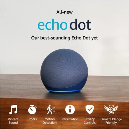 Amazon Echo Dot (newest model), Vibrant sounding Alexa speaker, Great for bedrooms, dining rooms and offices, Deep Sea Blue