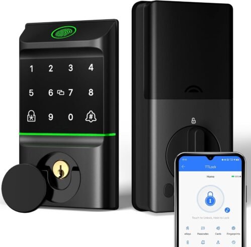 Smart Lock for Front Door, Keyless Entry Door Locks with Keypad, Fingerprint Door Lock Deadbolt, APP Control, IP53 Waterproof,Easy Install