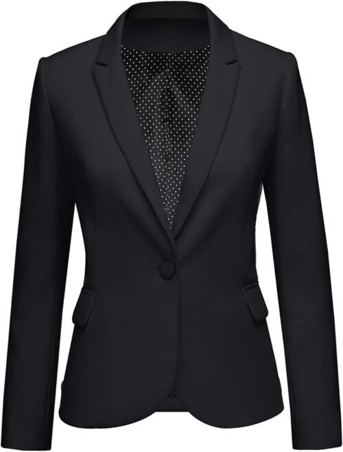 LookbookStore Womens Notched Lapel Pockets Button Work Office Blazer Jacket Suit