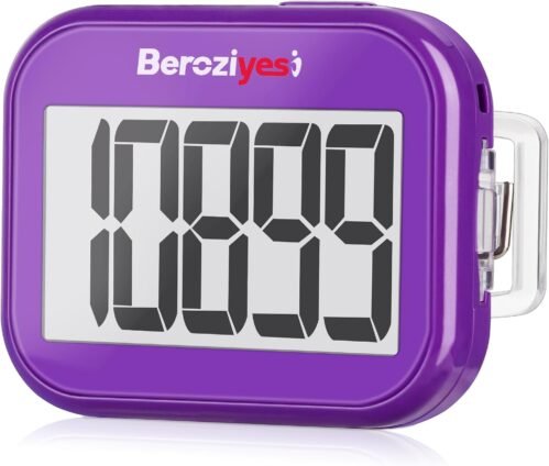 3D Pedometer for Walking, Simple Step Counter for Walking with Removable Clip and Lanyard, Accurate Pedometers for Steps, Step Tracker with Large Display for Men Women and Kids (Purple)
