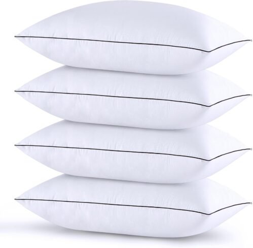 HUXMEYSON Pillows Standard Size Set of 4, Bed Pillows Set of 4, Down Alternative Luxury Hotel Pillows for Sleeping Standard Pillows Set of 4 for Side and Back Sleepers