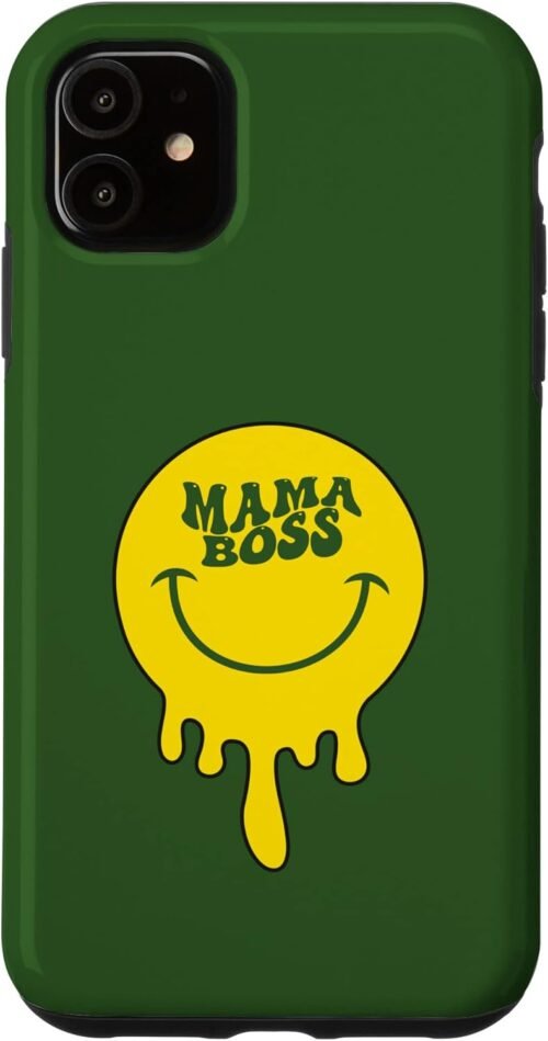 iPhone 11 Mama Boss Mother Day Melting Smile Groovy Flower ART ON BACK Case
