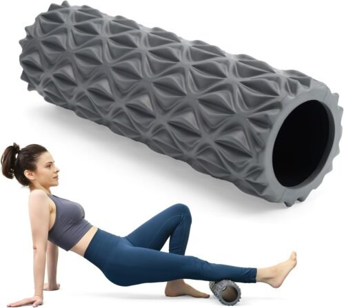 Foam Roller, 15inch Deep Tissue Massager for Muscle Massage, Myofascial Trigger Point Release, Exercise, Yoga, Pilates(Gray)