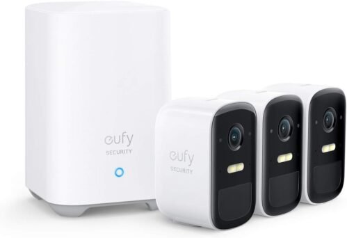 eufy Security, eufyCam 2C 3-Cam Kit, Security Camera Wireless Outdoor, Home Security System, HomeKit Compatibility, 1080p HD, IP67, Night Vision, Motion Only Alert, No Monthly Fee