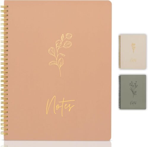 Aesthetic Spiral Notebook Journal For Women – Cute Modern Pink 10.5″ x 8.5″ College Ruled Notebook With Large Pockets And Lined Pages – Perfect to Stay Organized and Boost Productivity at Work or