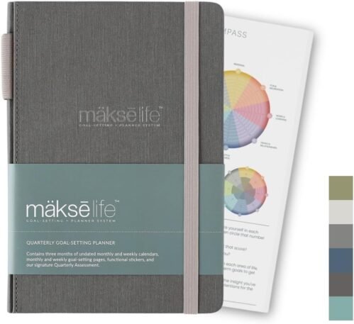 Quarterly Undated Goal-Setting + Weekly Planner, Makselife (Dark Gray)