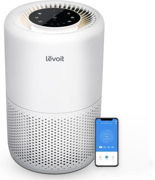 LEVOIT Air Purifier for Home Bedroom, Smart WiFi Alexa Control, Covers up to 916 ft², 3-in-1 Filter with HEPA Sleep Mode for Allergies, Pollutants, Smoke, Dust, 27dB Quiet, Core 200S-P, White