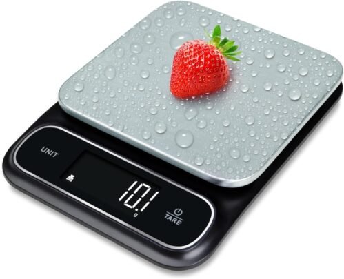 Fradel 0.1g Digital Kitchen Food Scale in Grams & Ounces – 11lb, for Cooking, Baking, Weight Loss – Square