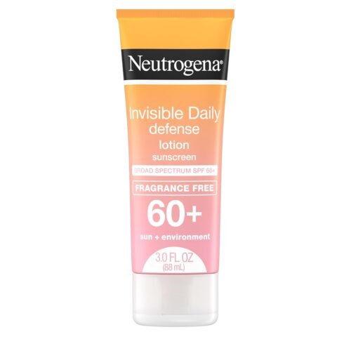 Neutrogena Invisible Daily Defense Fragrance-Free Sunscreen Lotion, Broad Spectrum SPF 60+, Oxybenzone-Free & Water-Resistant, Sun & Environmental Aggressor Protection, 3.0 fl. oz