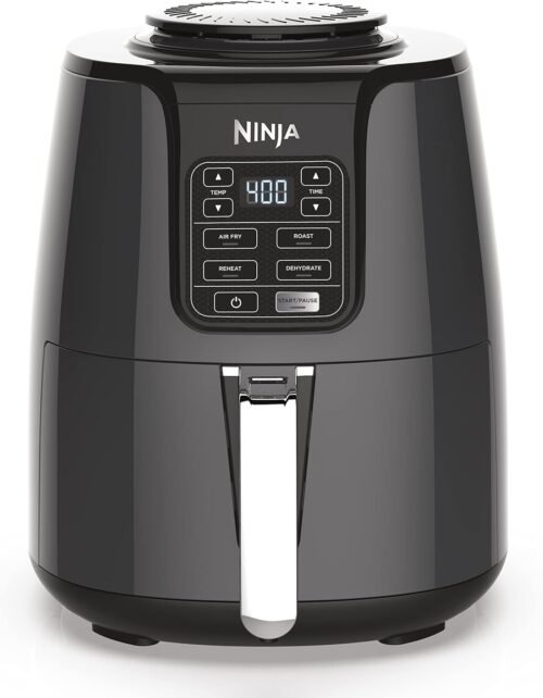 Ninja Air Fryer, Roast, Bake, Air Fry, Roast, Broil, Reheats, & Dehydrates, 4-in-1, Fries, Frozen Food, Veggies, and Juicy Meat, Less Oil, Easy Meals, Healthy Meals, Compact, 4 QT, Grey, AF101