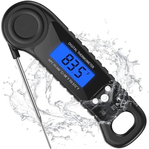 Meat Thermometer Digital, Instant Read Food Thermometer – Waterproof w/Backlight for Cooking, Candy, Deep Fry, BBQ, Grill, Smoker and Roast, Camping & Kitchen Essentials
