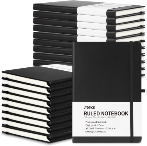 20 Pack Journals for Writing College Ruled Notebooks Journal in Bulk, Hardcover Notebooks (200Pages) for Note Talking, Lined Bullet Journals for Home School Office, 5.7″x8.4″, Black