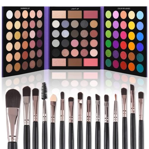UCANBE Eyeshadow Palette with 15Pcs Brushes Makeup Set, Pigmented 86 Colors Make Up Sets Valentine’s Gift, Matte Shimmer Glitter Eye Shadow Pallet Highlighter Contour Blush Powder Brush Beauty Kit