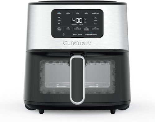 Cuisinart Air Fryer Oven, 6-Qt Basket Stainless Steel Air Fryer, Kitchen Dishwasher-Safe Parts with 5 Presets Roast, Bake, Broil, Air Fry and Keep Warm, Quick & Easy Electric Fryer, AIR-200