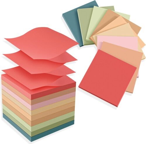 (18 Pads) Pop Up Sticky Notes 3×3 Refills, Vintage Color, Strong Adhesive Memo Pad Bulk, Suitable for Home, Office, School, Clean Removal