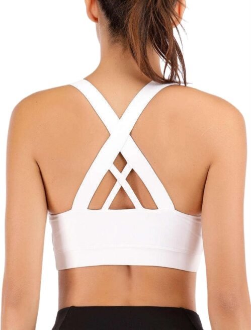 Supportive Sports Bras for Women High Impact, Women Sports Bra Cross Back Strappy, Women’s Padded Sports Bras
