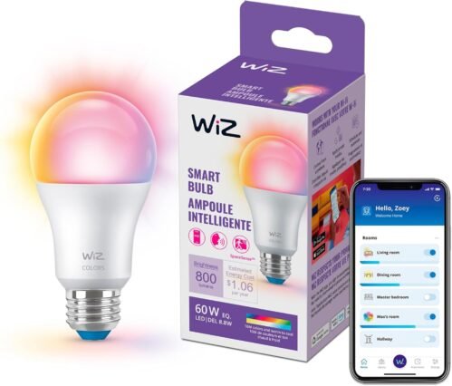 WiZ Connected 60W A19 LED Smart Light Bulbs – Connects to Your Wi-Fi – E26 Smart Bulb – Control with Voice or App + Activate with Motion – Matter Compatible – 1 Pack