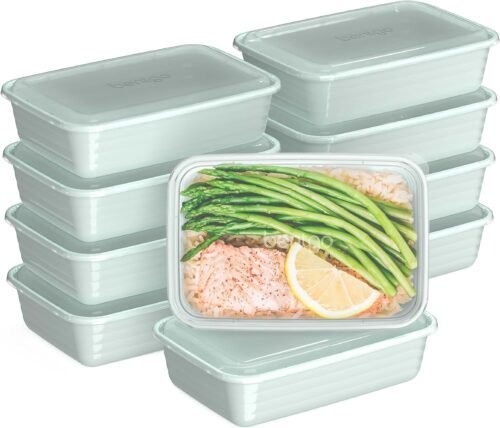 Bentgo 20-Piece Lightweight, Durable, Reusable BPA-Free 1-Compartment Containers – Microwave, Freezer, Dishwasher Safe – Mint