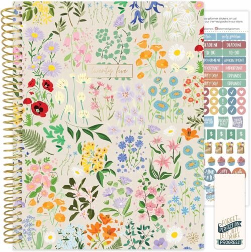 bloom daily planners 2025 Planner (8.5″ x 11″) Calendar Year Day Planner (January 2025 – December 2025) – Weekly & Monthly Dated Agenda Organizer with Stickers & Tabs – Garden Party, Beige