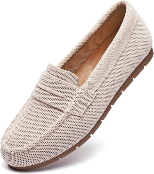 Loafers for Women Comfortable Dressy Casual Work Flats Lightweight & Breathable Slip On Walking Shoes Knit