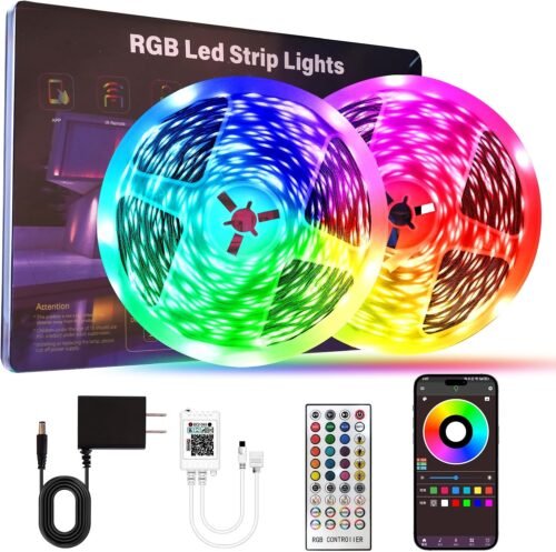 Led Lights for Bedroom 200 FT (2 Rolls 100 FT), with Remote and Application Control RGB Color Changing LED Strip Lights, Music Synchronization, Used for Room, Family, Party Decoration