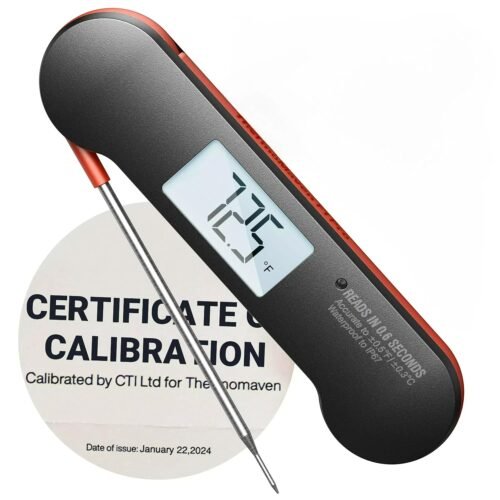 Professional Meat Thermometer Digital, 0.6 Sec Instant Read, ±0.5℉ NIST Certified Accuracy, 100% Waterproof, Bright Backlit, Temperature Indicator for Grill, BBQ, Smoker