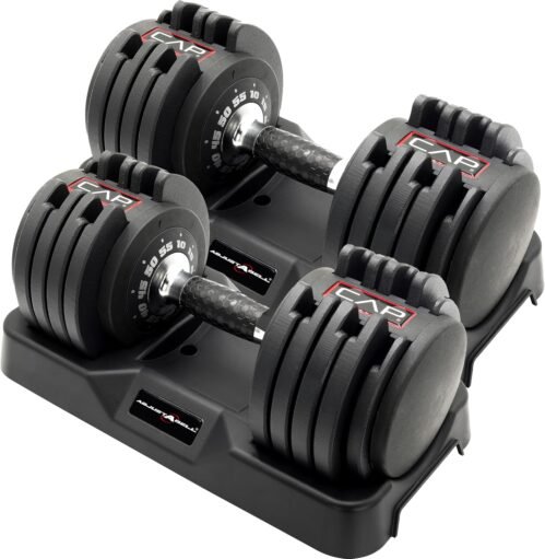 CAP Barbell ADJUSTABELL Adjustable Round Dumbbell Weights – Pairs | 12.5 lb, 25 lb & 55 lb Single Weight Options