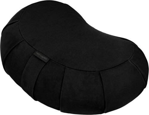 Retrospec Sedona Zafu Meditation Cushion Filled w/Buckwheat Hulls – Yoga Pillow for Meditation Practices – Machine Washable 100% Cotton Cover & Durable Carry Handle, Crescent, Black